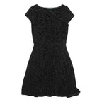 LAUREN RALPH LAUREN Womens Black Polyester Blend Fit & Flare Velvet Floral Knee