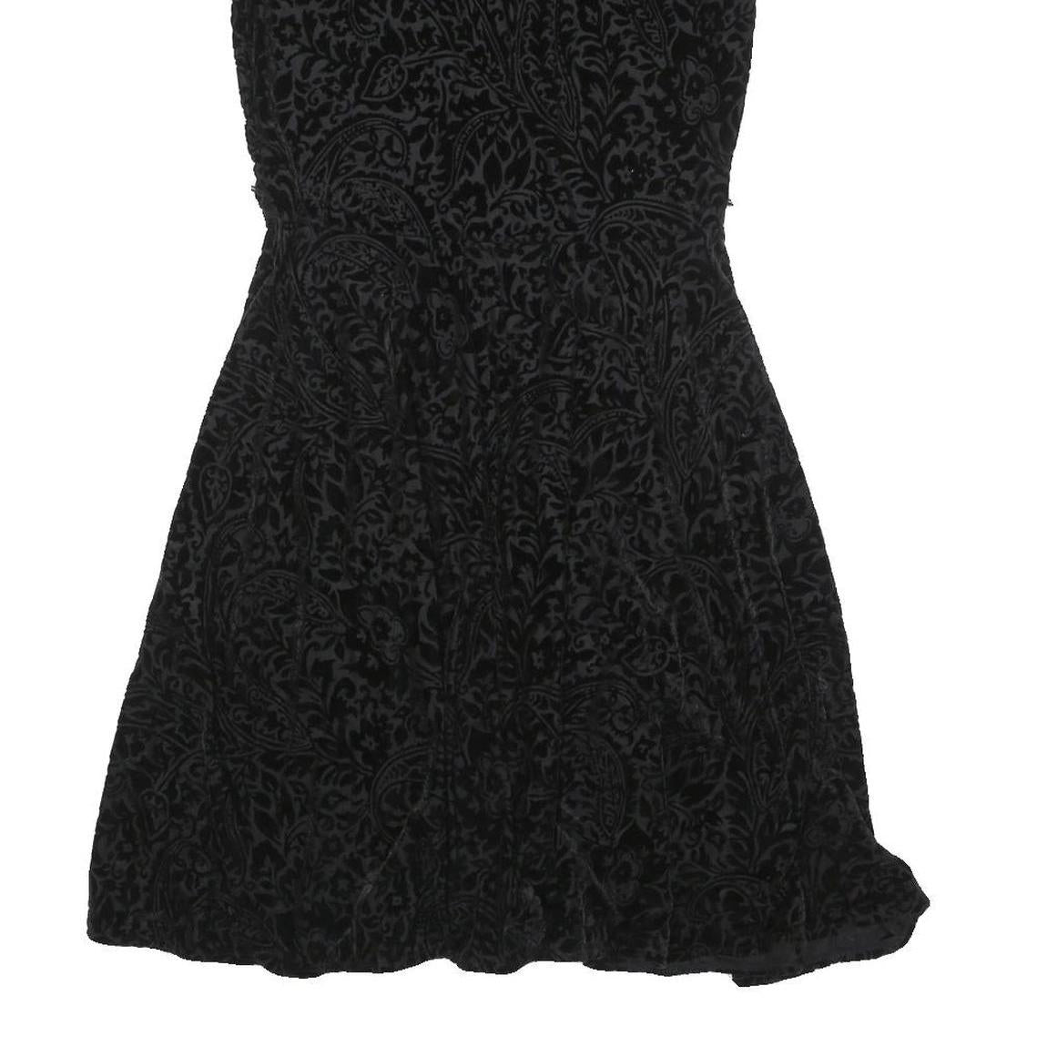 LAUREN RALPH LAUREN Womens Black Polyester Blend Fit & Flare Velvet Floral Knee