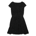 LAUREN RALPH LAUREN Womens Black Polyester Blend Fit & Flare Velvet Floral Knee