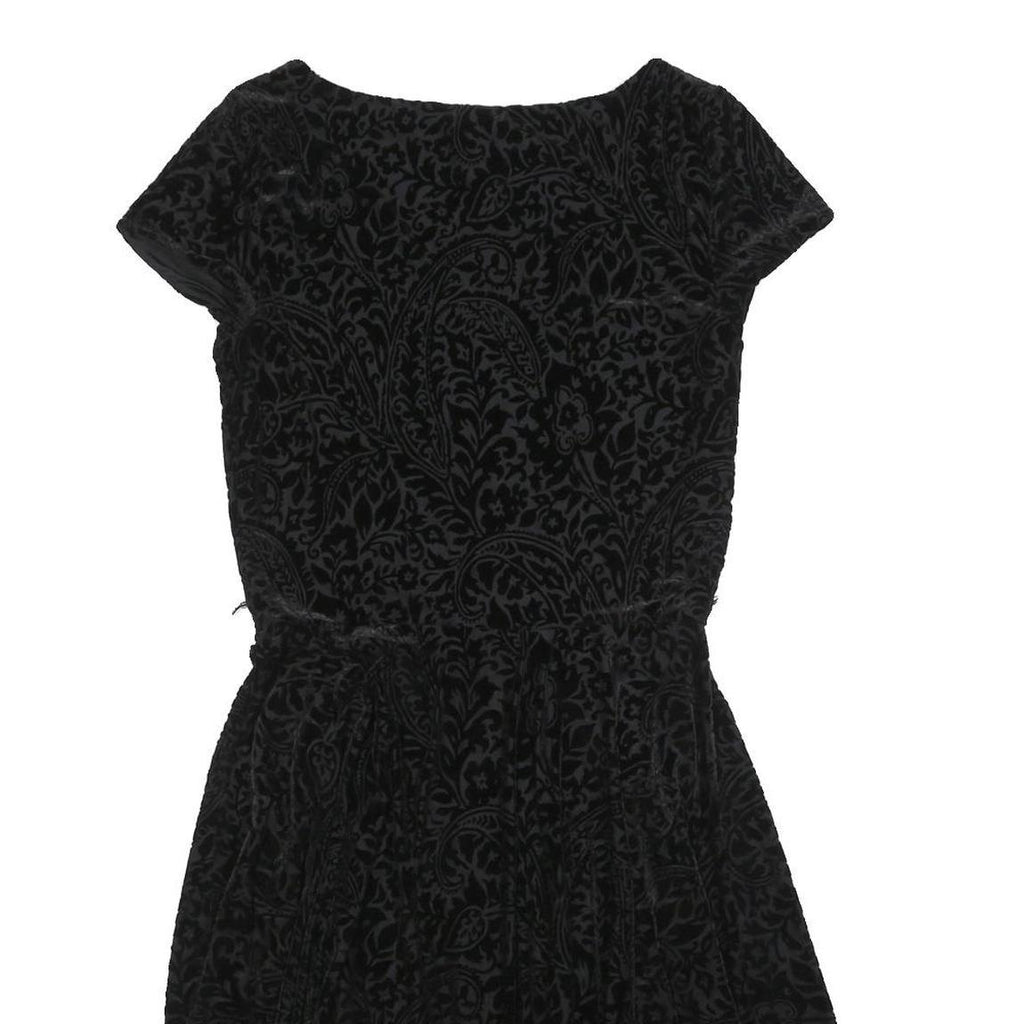 LAUREN RALPH LAUREN Womens Black Polyester Blend Fit & Flare Velvet Floral Knee