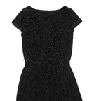 LAUREN RALPH LAUREN Womens Black Polyester Blend Fit & Flare Velvet Floral Knee