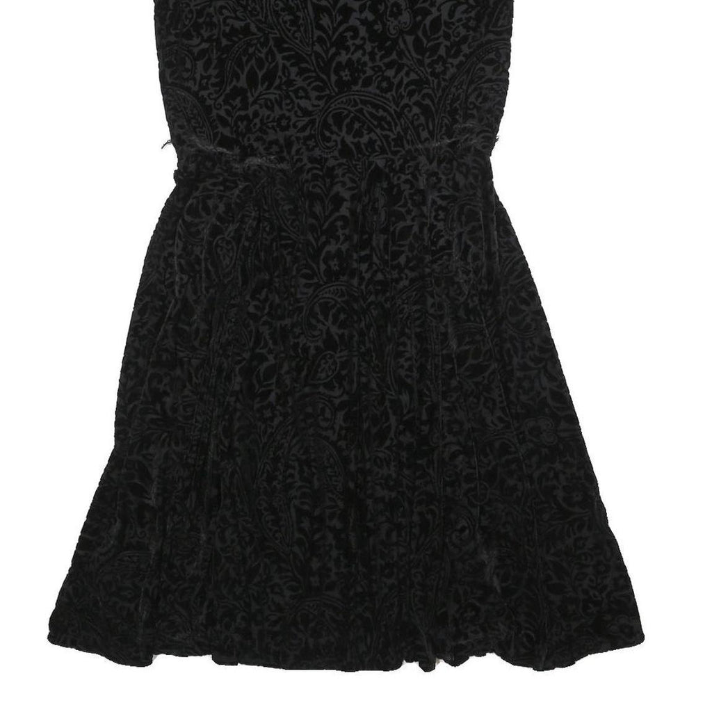 LAUREN RALPH LAUREN Womens Black Polyester Blend Fit & Flare Velvet Floral Knee