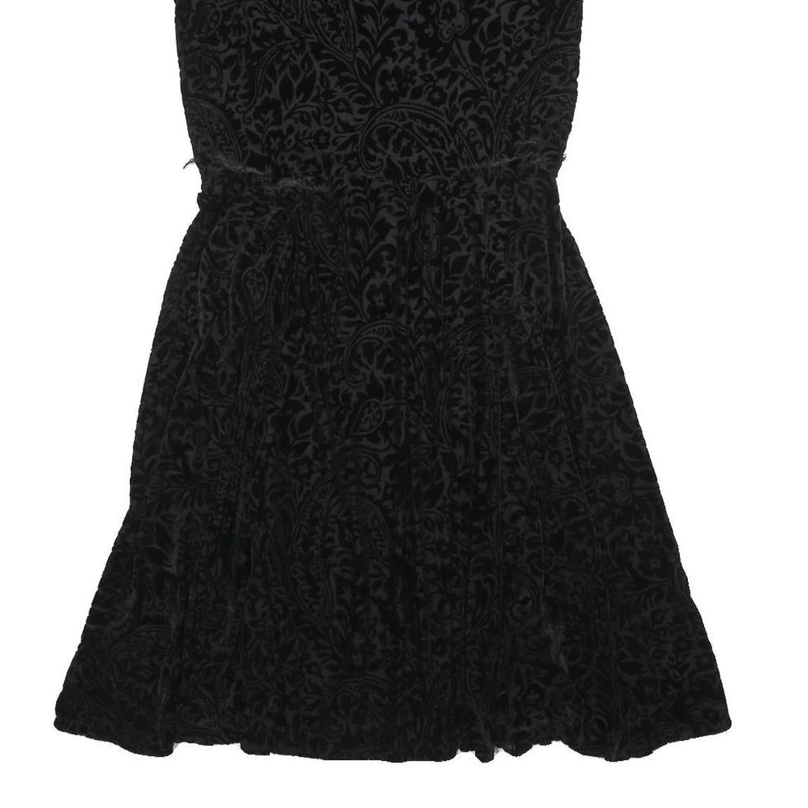 LAUREN RALPH LAUREN Womens Black Polyester Blend Fit & Flare Velvet Floral Knee