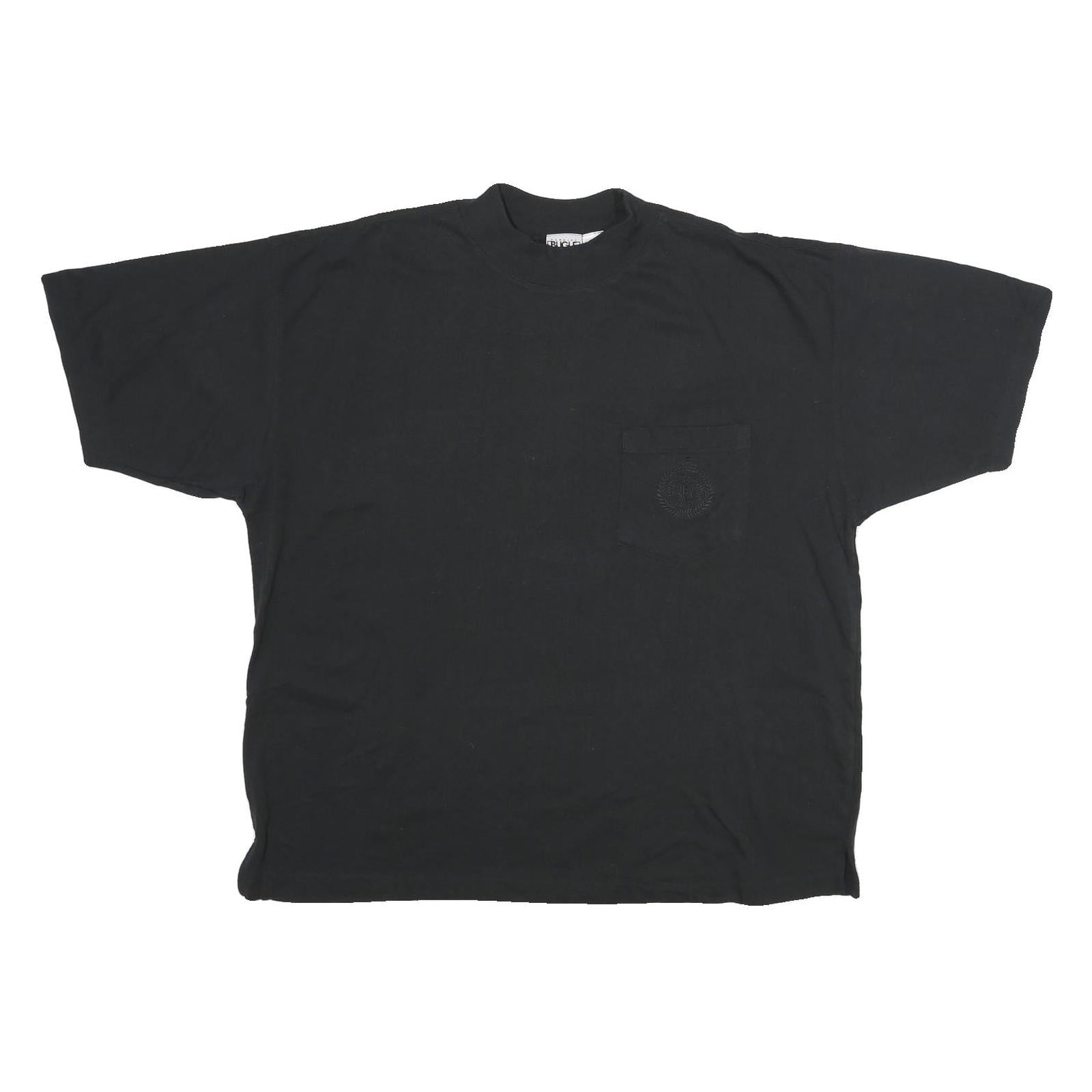 BUGLE BOY Mens Black T-Shirt L Short Sleeve Crew Neck Pocket Plain Cotton