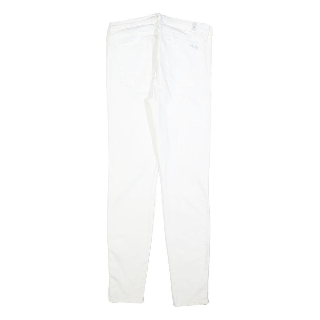 7 FOR ALL MANKIND Womens Slim White Denim Jeans W32 L32 Zip Cotton Blend Stretch