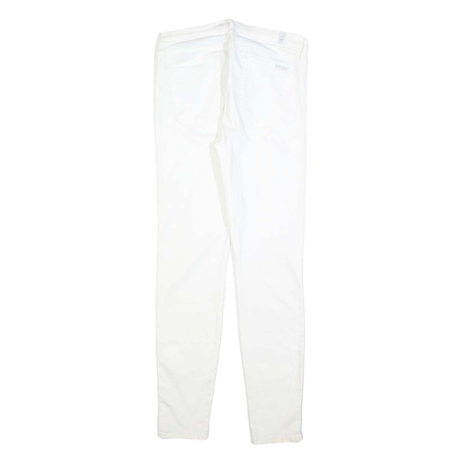 7 FOR ALL MANKIND Womens Slim White Denim Jeans W32 L32 Zip Cotton Blend Stretch