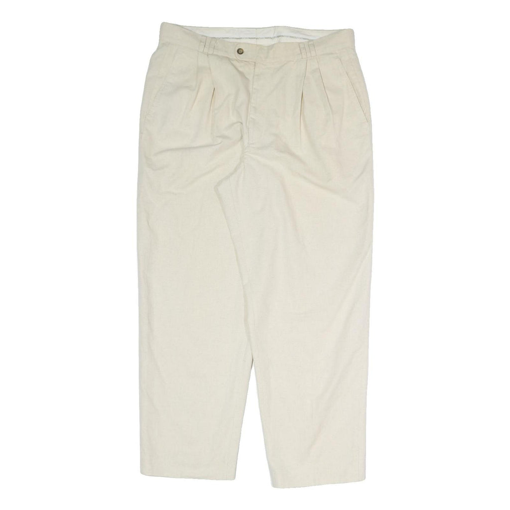 LIBERTY Mens Cream Cotton Blend Regular Fit Straight Trousers W38 L30 Classic