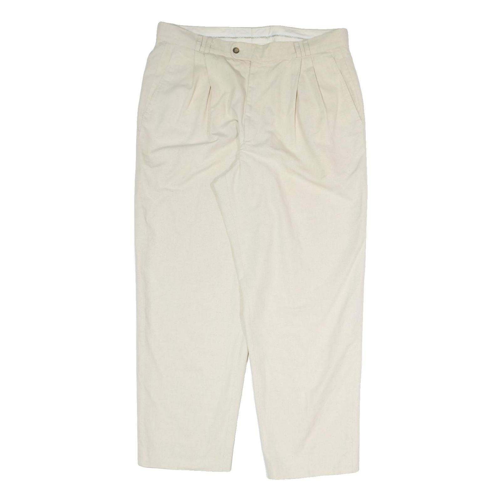 LIBERTY Mens Cream Cotton Blend Regular Fit Straight Trousers W38 L30 Classic