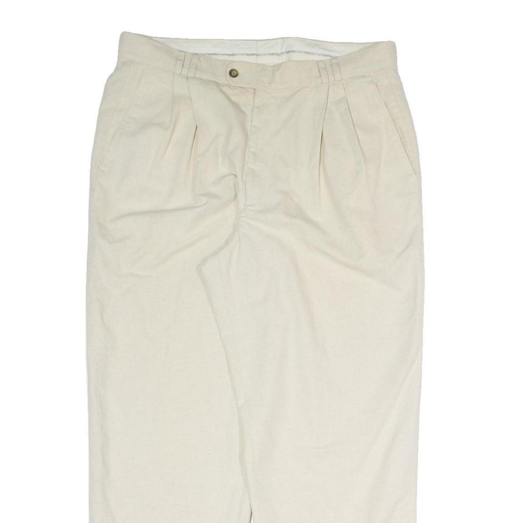 LIBERTY Mens Cream Cotton Blend Regular Fit Straight Trousers W38 L30 Classic