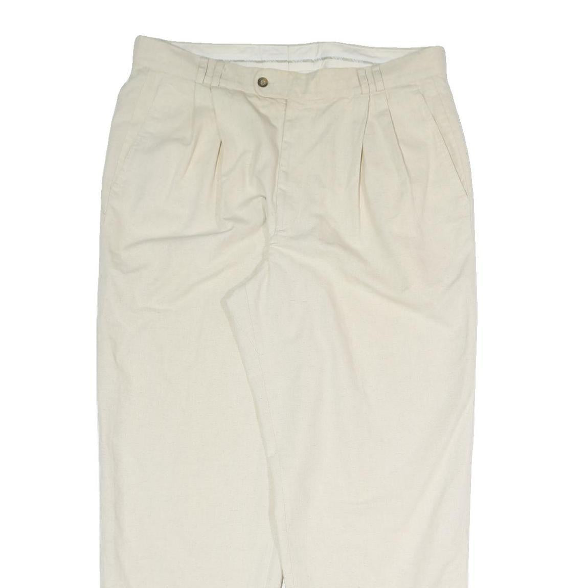 LIBERTY Mens Cream Cotton Blend Regular Fit Straight Trousers W38 L30 Classic