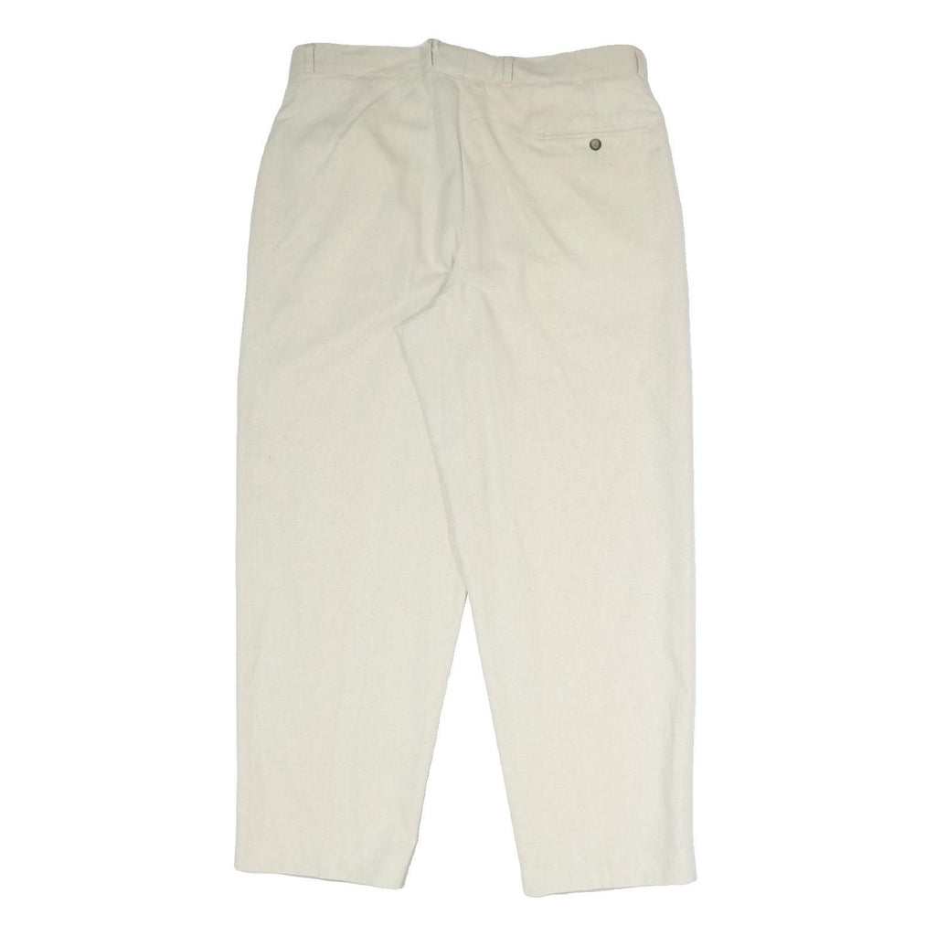 LIBERTY Mens Cream Cotton Blend Regular Fit Straight Trousers W38 L30 Classic