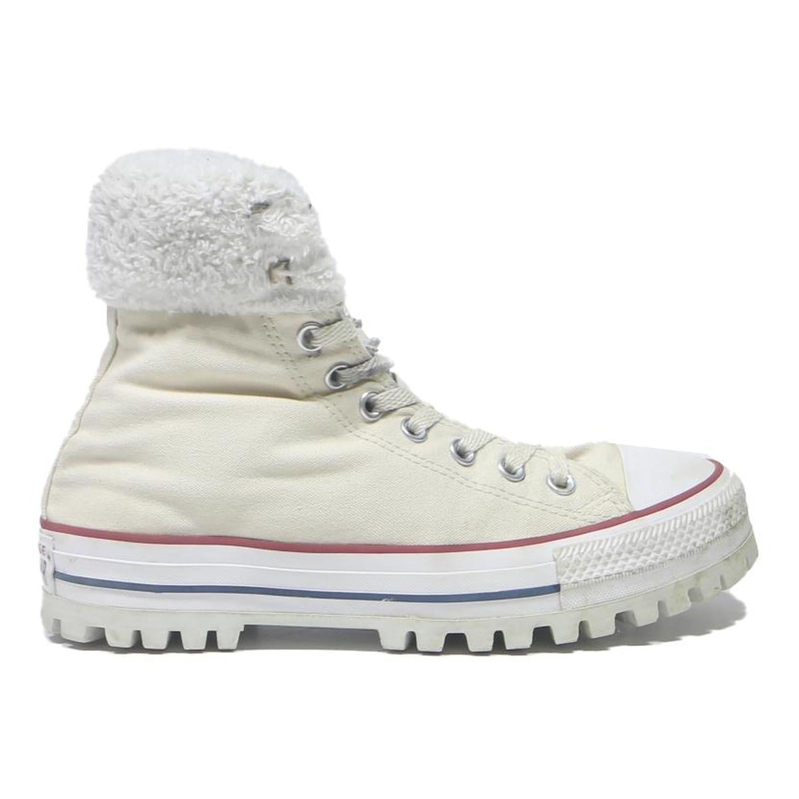 CONVERSE Womens High Top Boots Cream Canvas UK 7 Casual Lace-Up Footwear