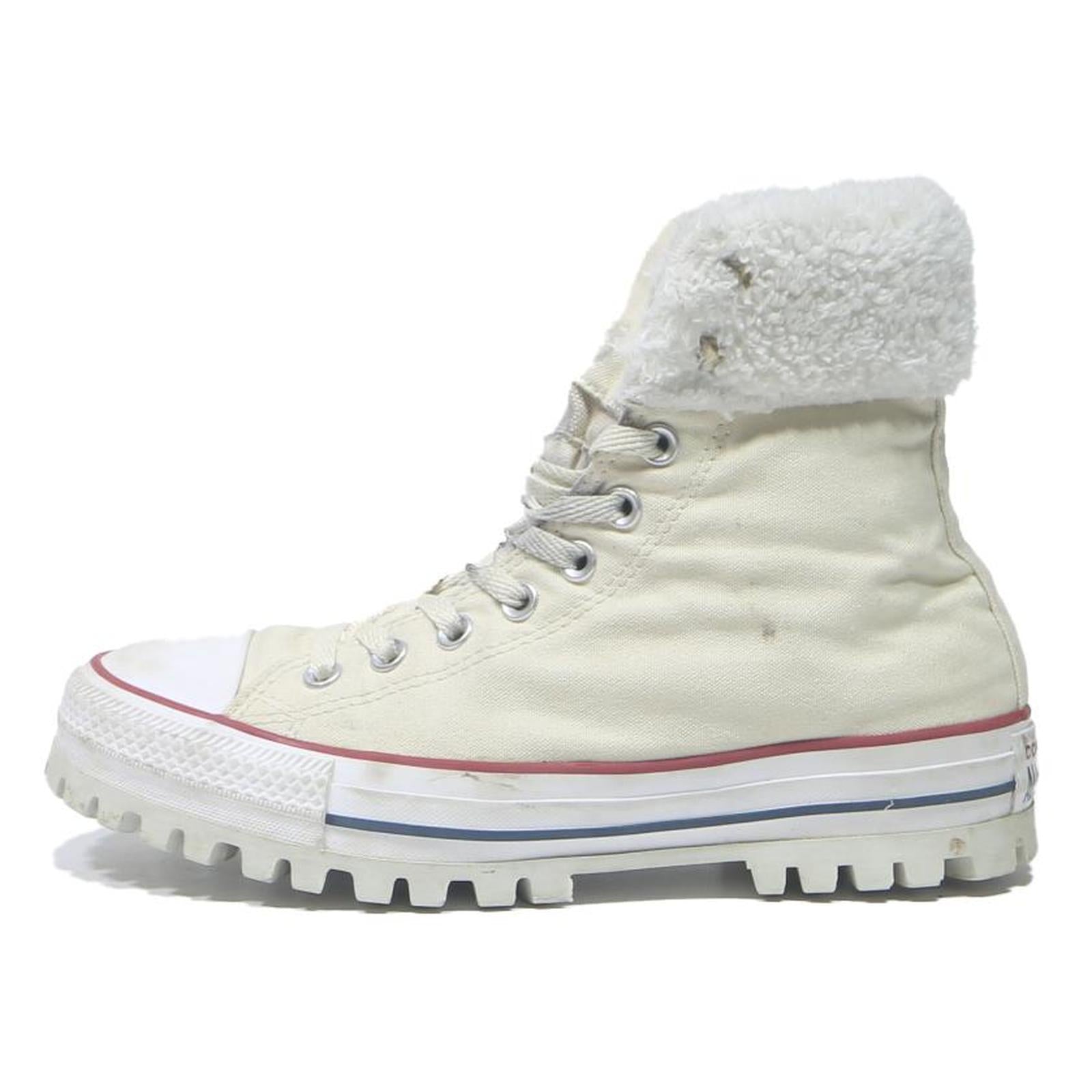 CONVERSE Womens High Top Boots Cream Canvas UK 7 Casual Lace-Up Footwear