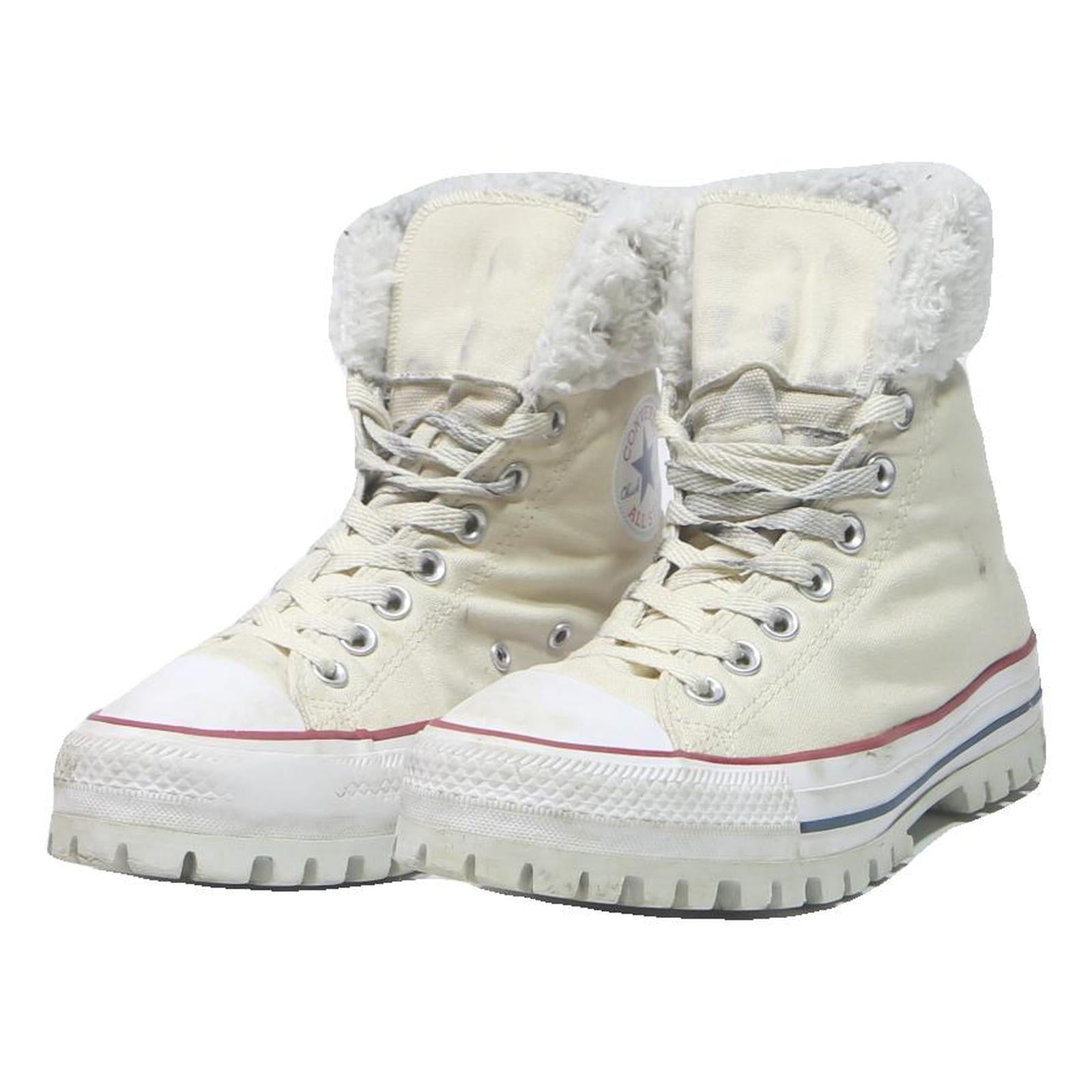 CONVERSE Womens High Top Boots Cream Canvas UK 7 Casual Lace-Up Footwear