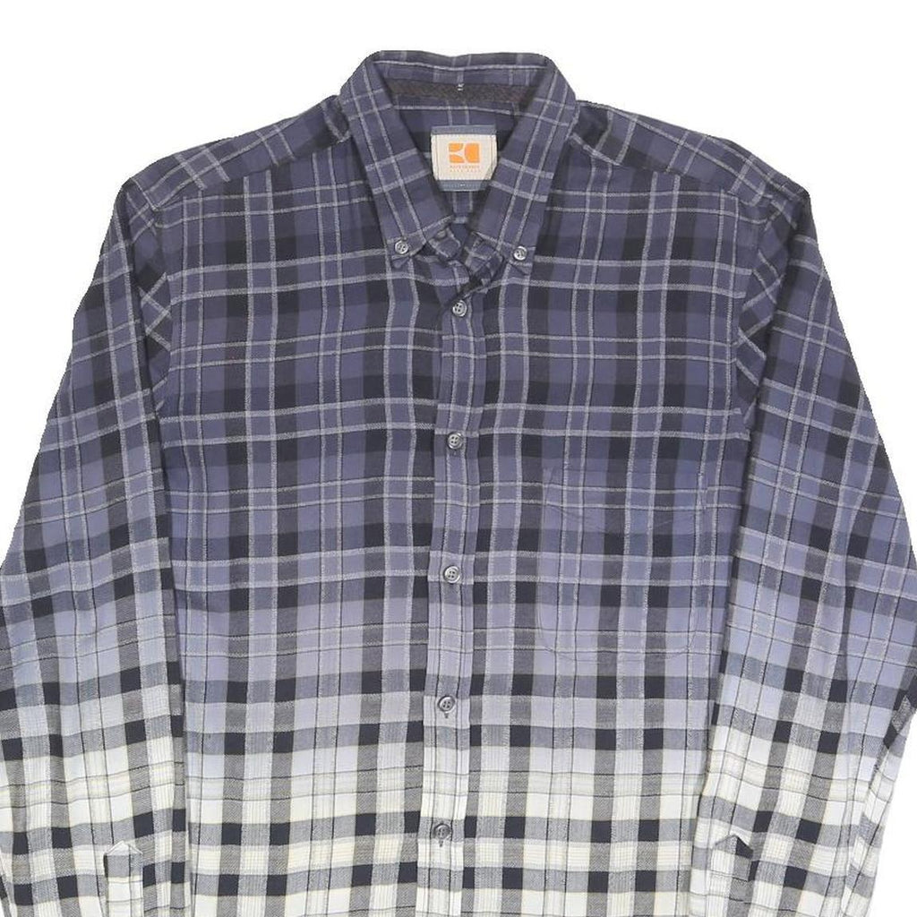 HUGO BOSS Mens Blue & White Check Shirt S Button Down Cotton Blend Casual