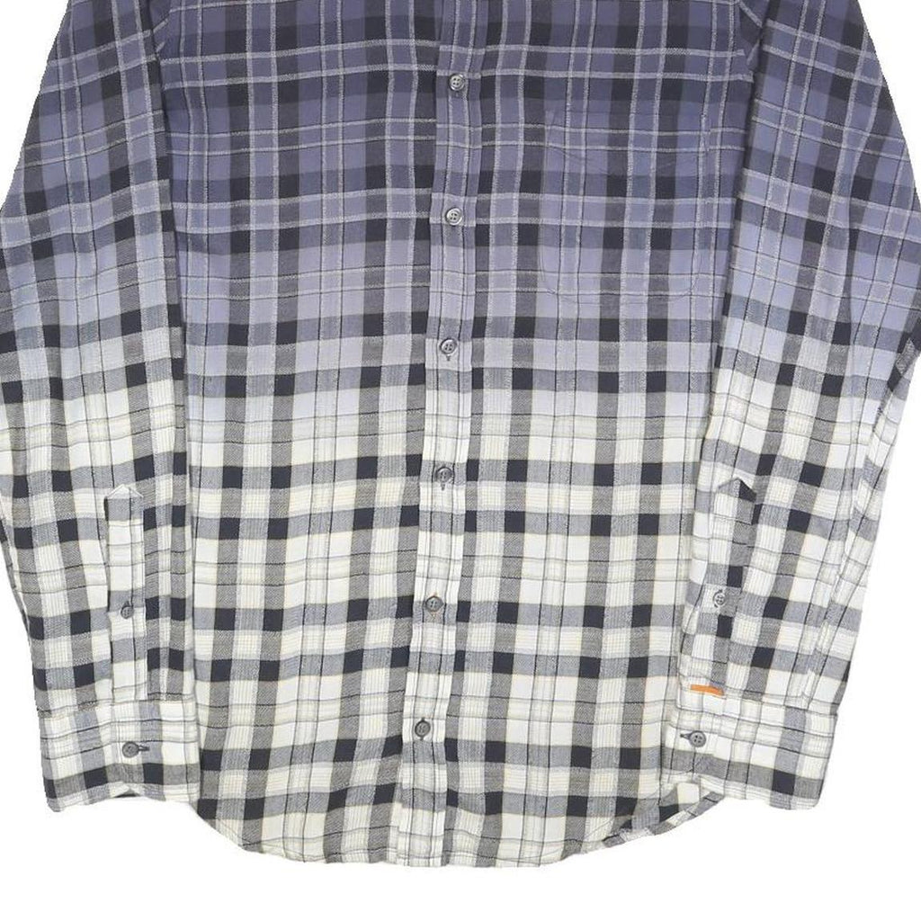 HUGO BOSS Mens Blue & White Check Shirt S Button Down Cotton Blend Casual