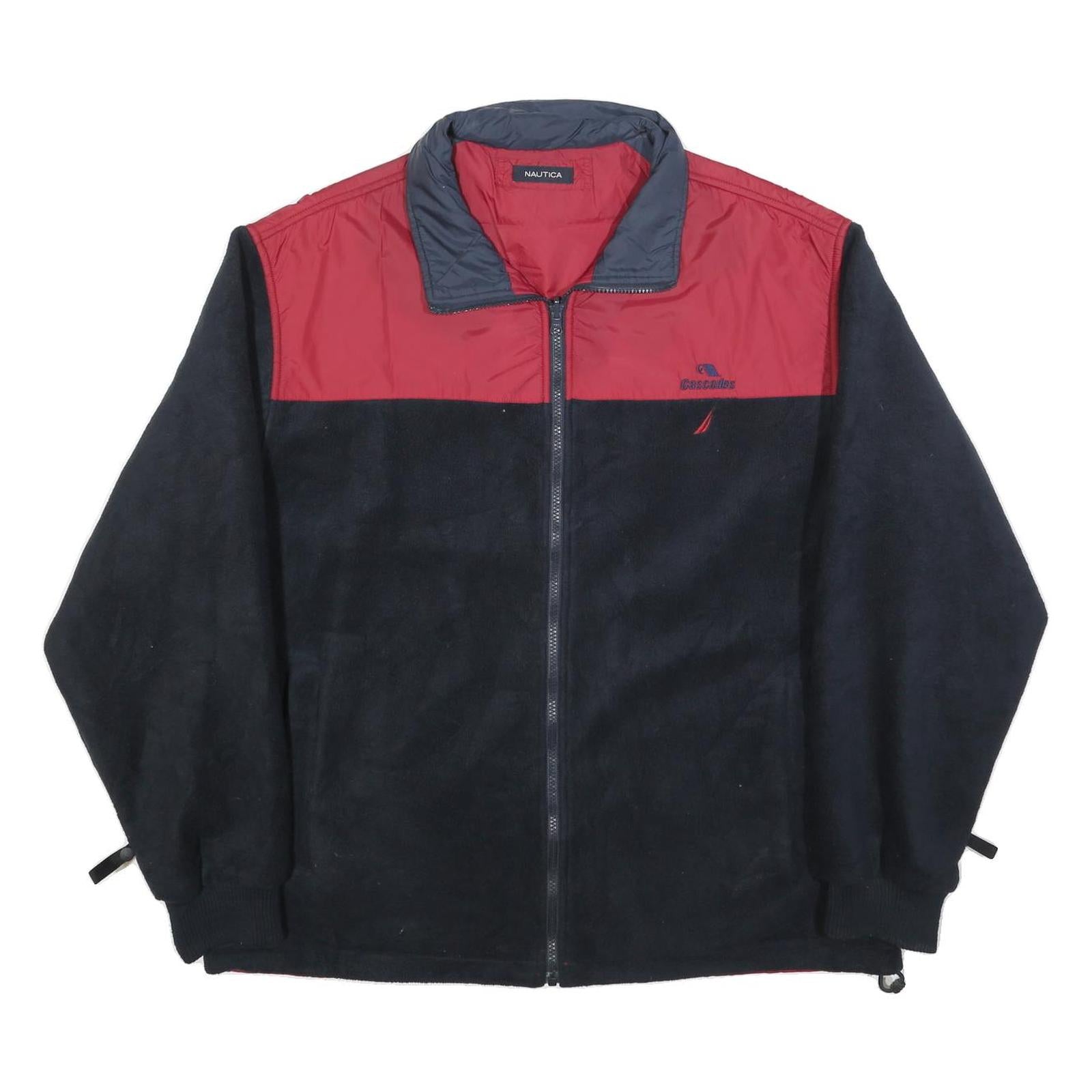 NAUTICA Mens Red & Black Reversible Polyester Blend Zip Jacket L Fleece