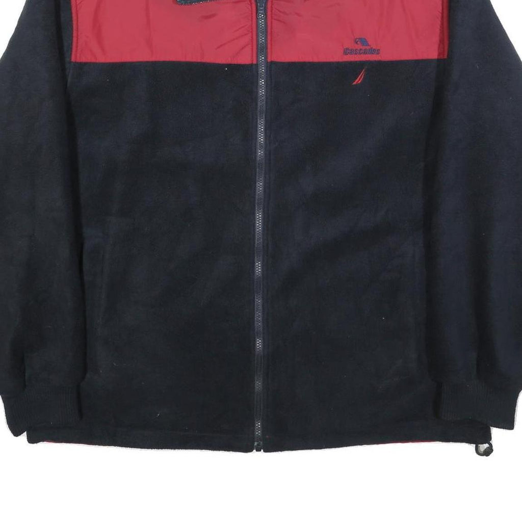 NAUTICA Mens Red & Black Reversible Polyester Blend Zip Jacket L Fleece