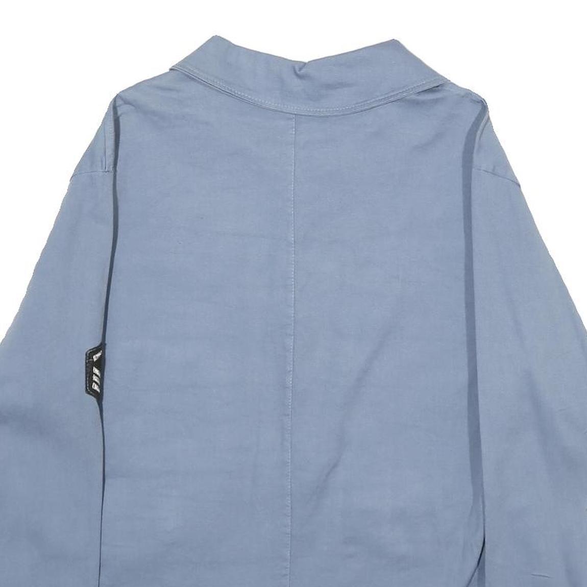 LINDSAY MODA Womens Blue Cotton Patch Button Jacket L Casual Light Fabric