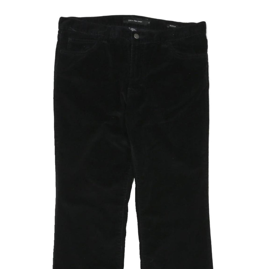 CALVIN KLEIN JEANS Womens Black Cotton Blend Regular Straight Trousers W36 L30