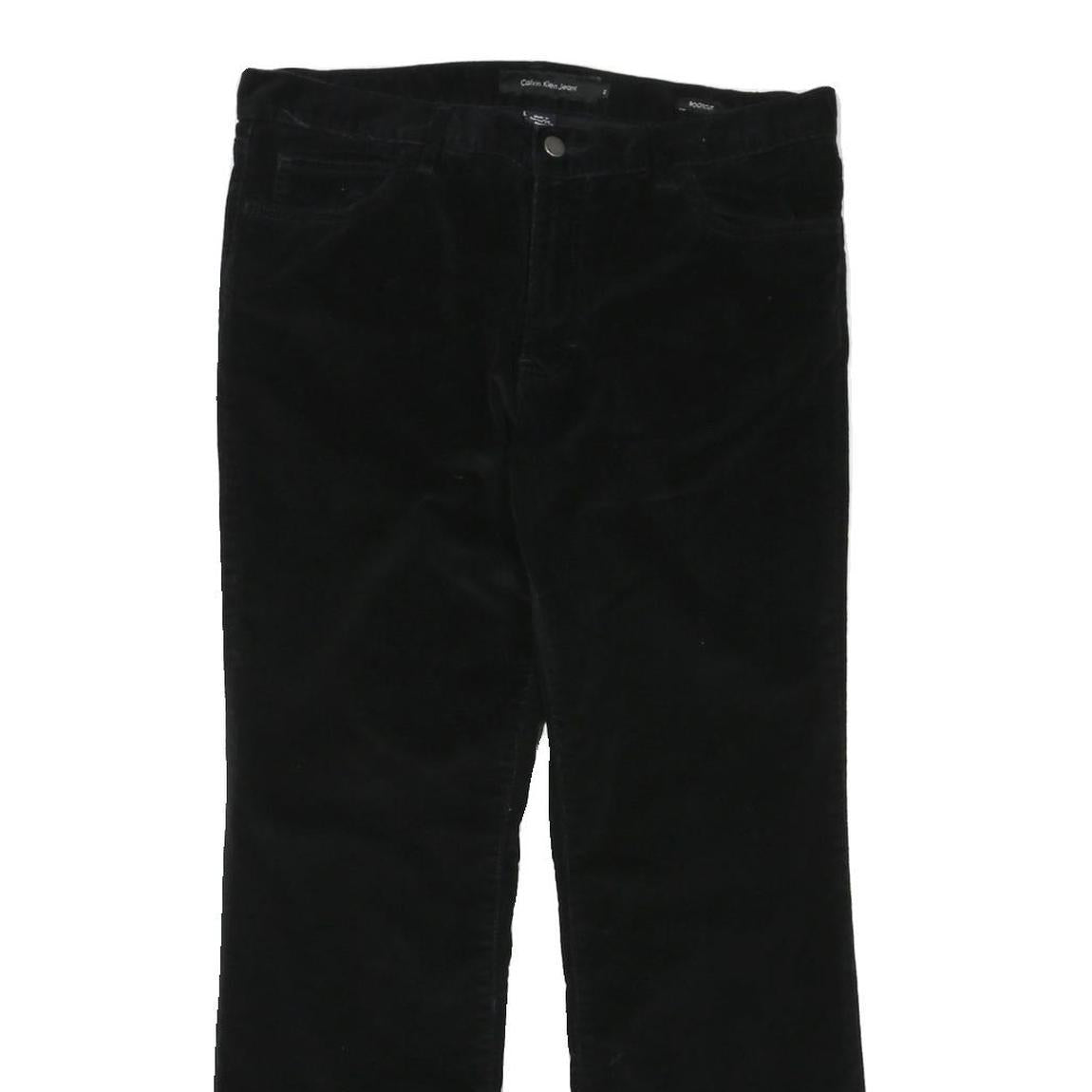 CALVIN KLEIN JEANS Womens Black Cotton Blend Regular Straight Trousers W36 L30