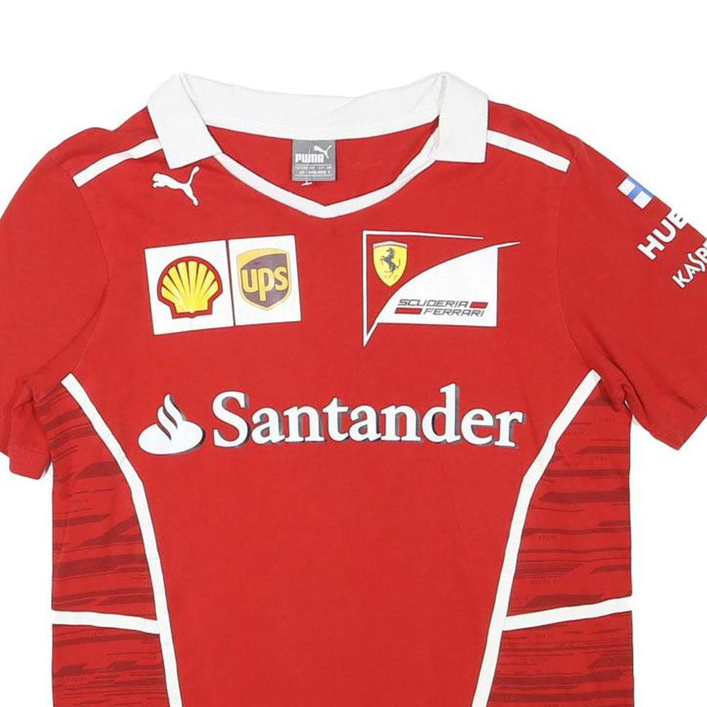 PUMA Mens Red Ferrari Formula 1 Racing Graphic T-Shirt S Short Sleeve V-Neck