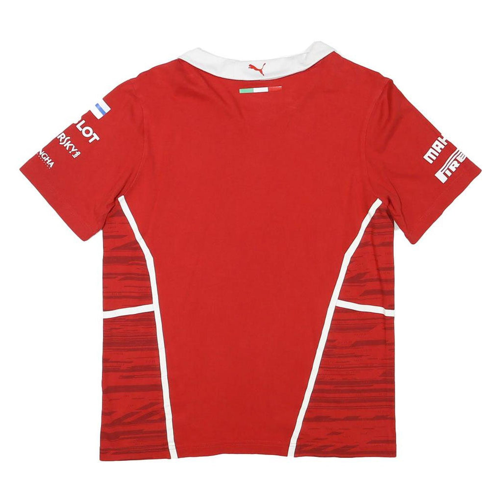 PUMA Mens Red Ferrari Formula 1 Racing Graphic T-Shirt S Short Sleeve V-Neck