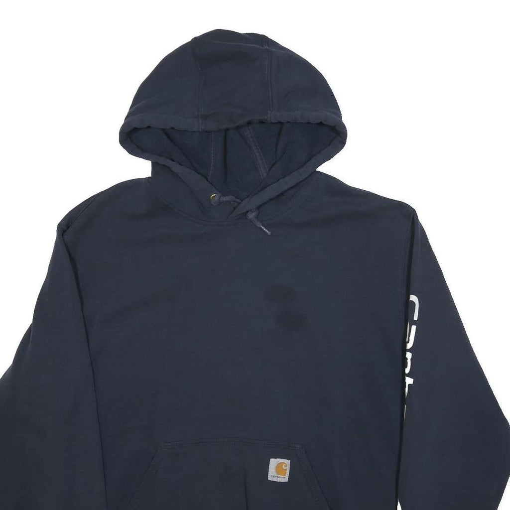 CARHARTT Mens Blue & Navy Printed Sleeve Pullover XL Cotton Blend Relaxed Fit