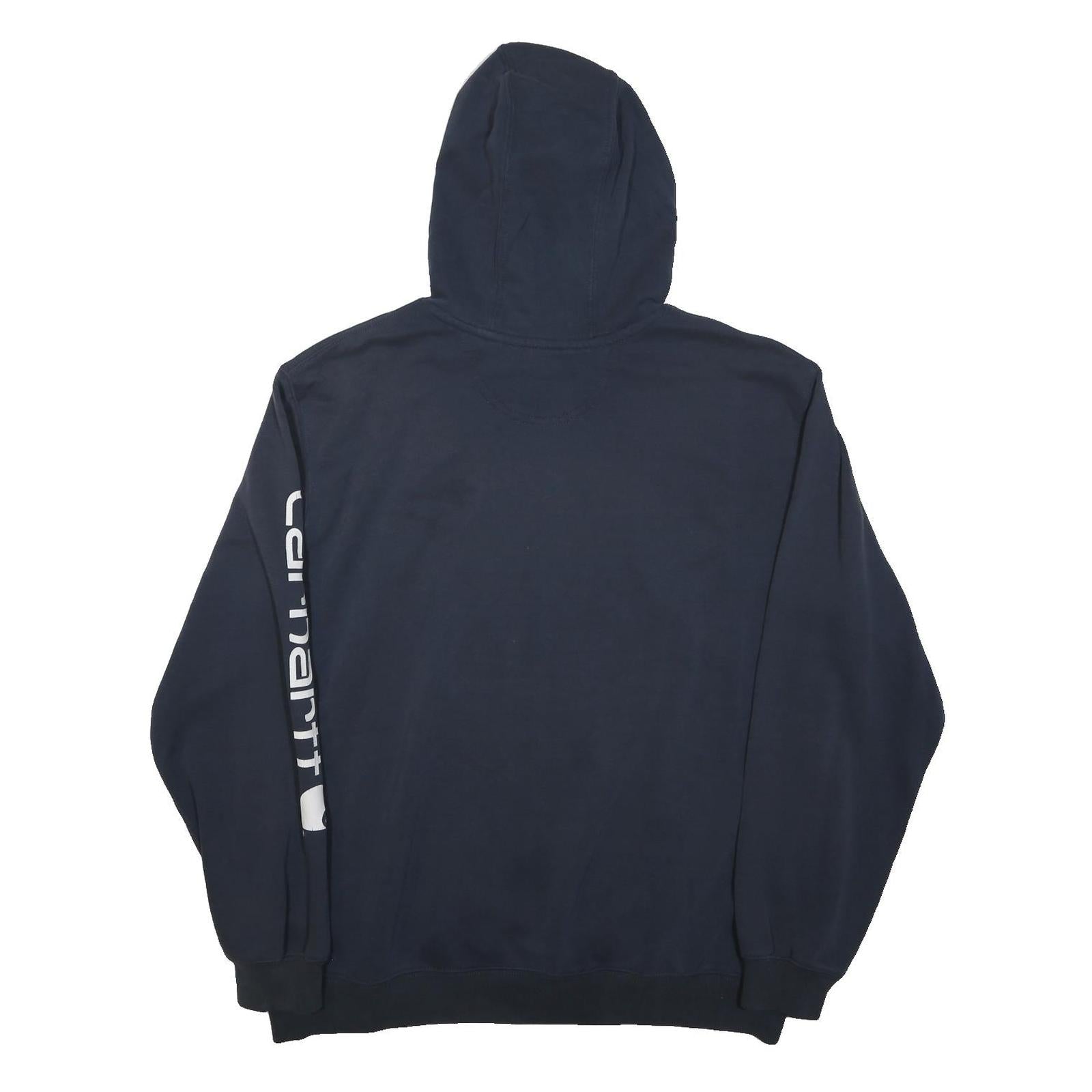 CARHARTT Mens Blue & Navy Printed Sleeve Pullover XL Cotton Blend Relaxed Fit