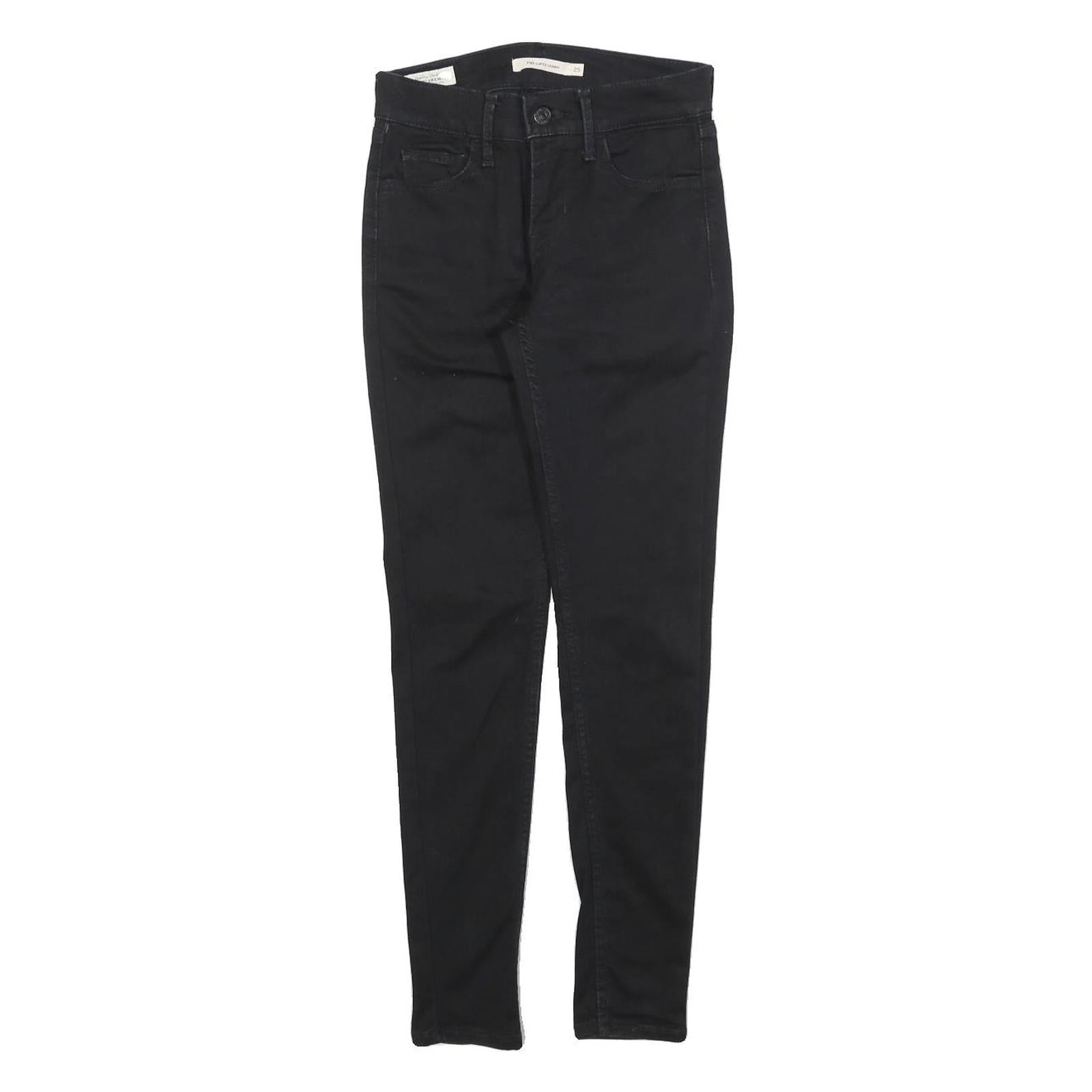 LEVI'S 710 Womens Slim Black Denim Slim Jeans W25 L28 Stylish Comfortable