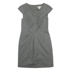BANANA REPUBLIC Womens Grey Cotton Blend Sheath Dress Short Sleeve UK 4 Office