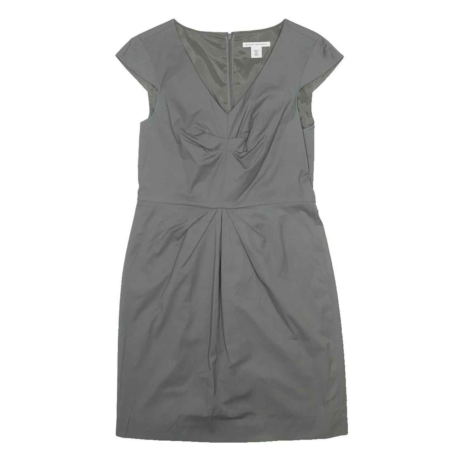 BANANA REPUBLIC Womens Grey Cotton Blend Sheath Dress Short Sleeve UK 4 Office