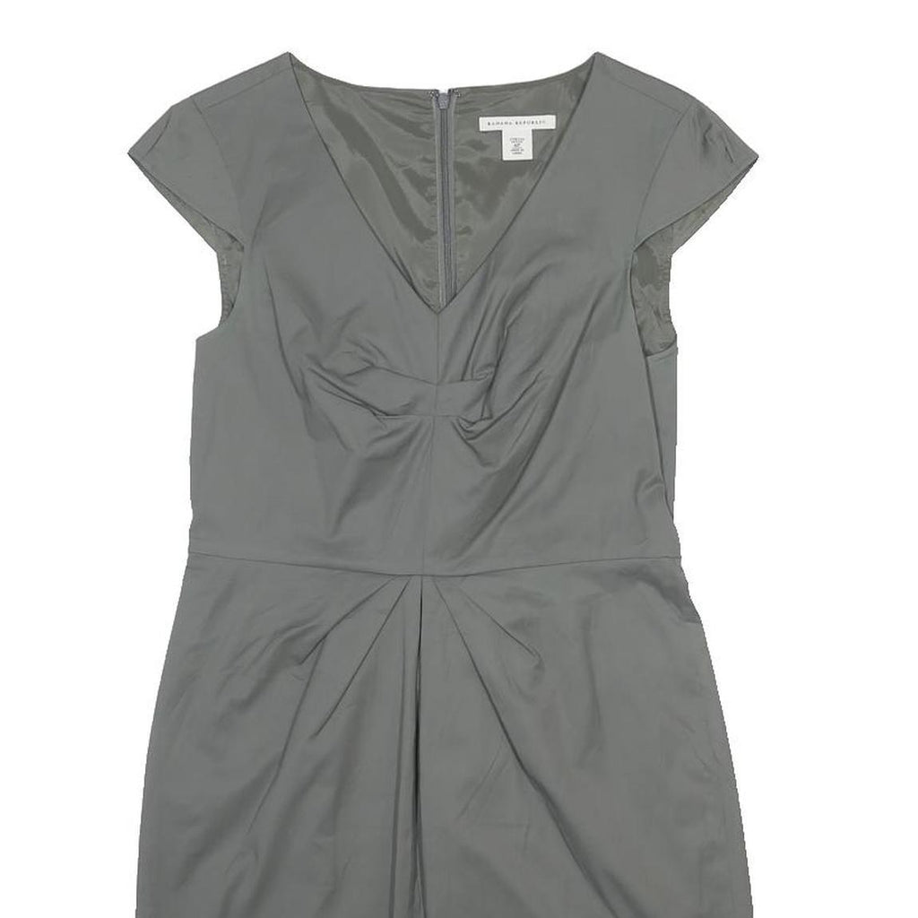 BANANA REPUBLIC Womens Grey Cotton Blend Sheath Dress Short Sleeve UK 4 Office