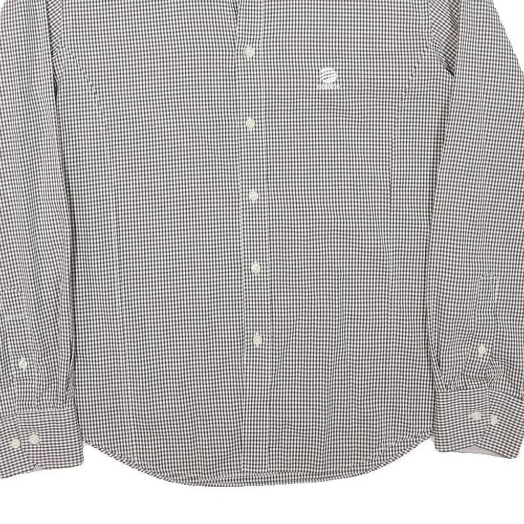 ADIDAS Mens Black White Check Shirt S Cotton Blend Casual Button Shirt