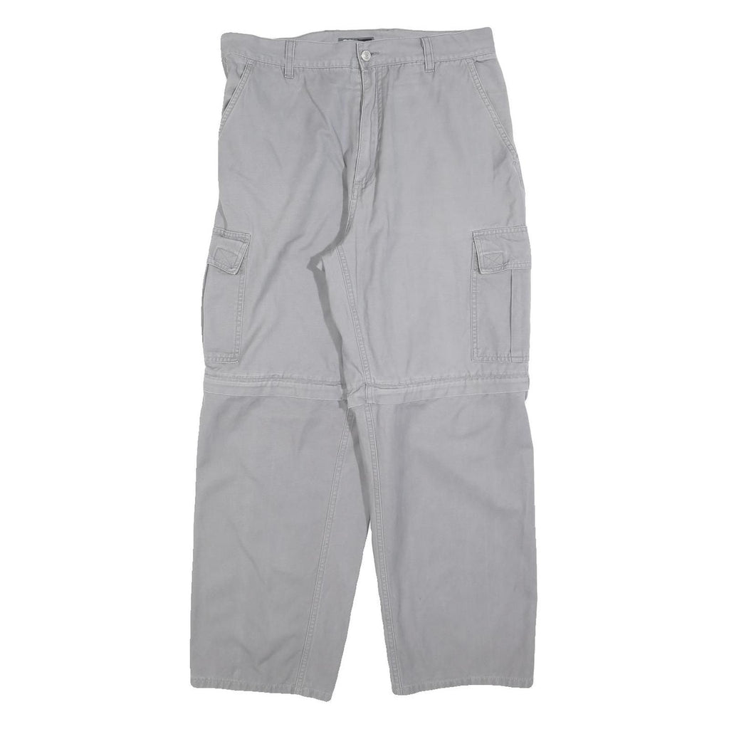 LETS GO Mens Cotton Blend Grey Relaxed Straight Leg Trousers W32 L27 Cargo