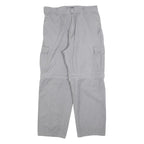 LETS GO Mens Cotton Blend Grey Relaxed Straight Leg Trousers W32 L27 Cargo