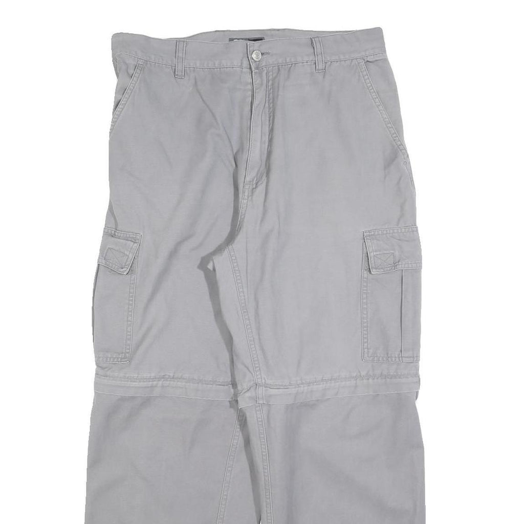 LETS GO Mens Cotton Blend Grey Relaxed Straight Leg Trousers W32 L27 Cargo