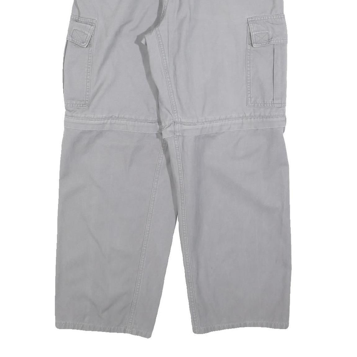 LETS GO Mens Cotton Blend Grey Relaxed Straight Leg Trousers W32 L27 Cargo