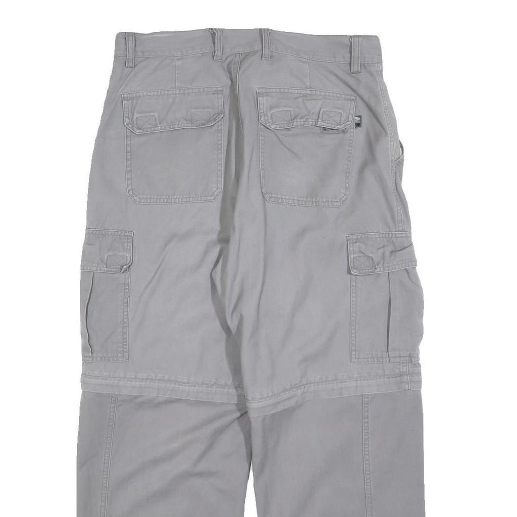 LETS GO Mens Cotton Blend Grey Relaxed Straight Leg Trousers W32 L27 Cargo