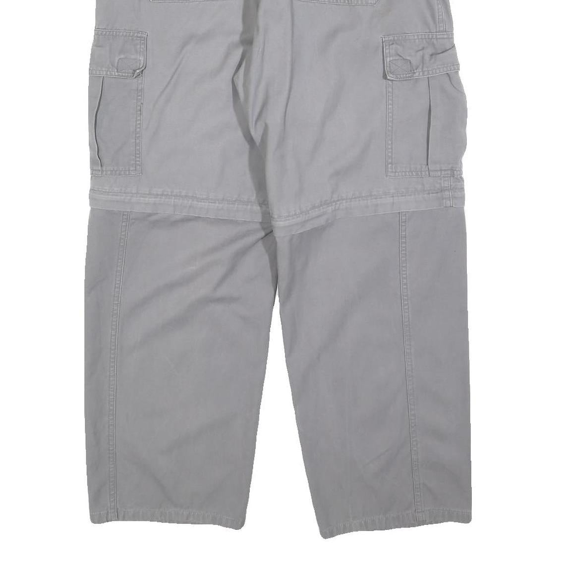 LETS GO Mens Cotton Blend Grey Relaxed Straight Leg Trousers W32 L27 Cargo