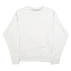 CHAMPION Mens White Cotton Blend Crew Neck M Sweatshirt Plain Logo Casual