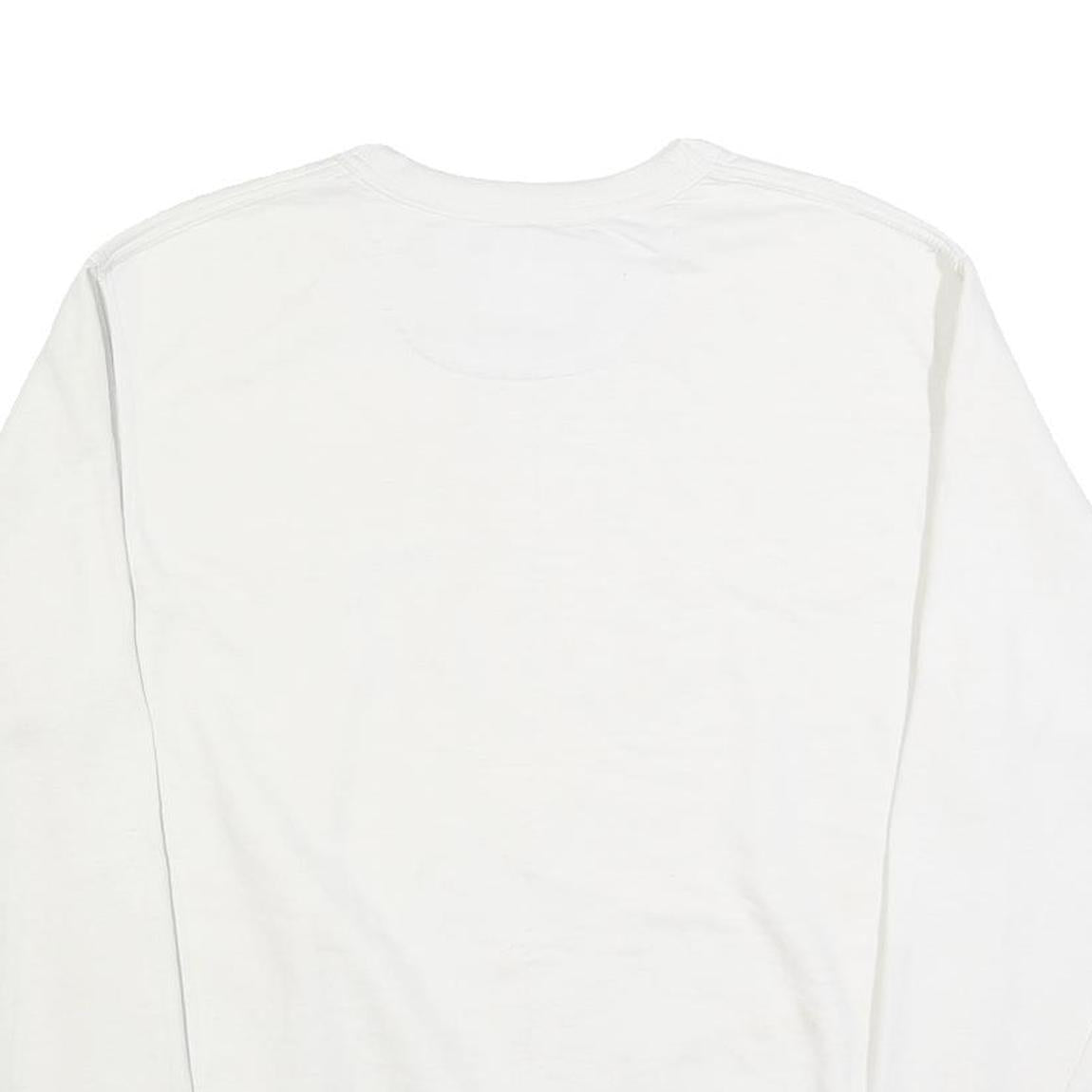 CHAMPION Mens White Cotton Blend Crew Neck M Sweatshirt Plain Logo Casual