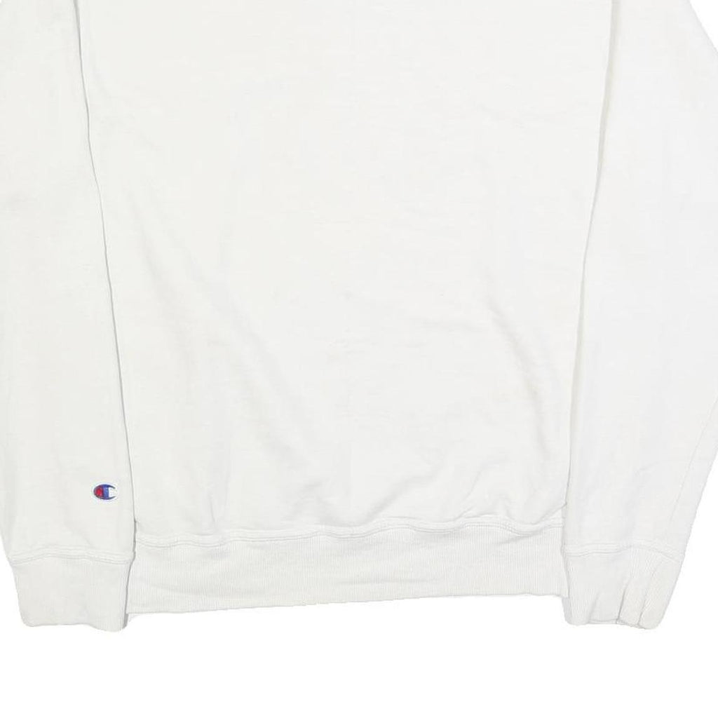 CHAMPION Mens White Cotton Blend Crew Neck M Sweatshirt Plain Logo Casual
