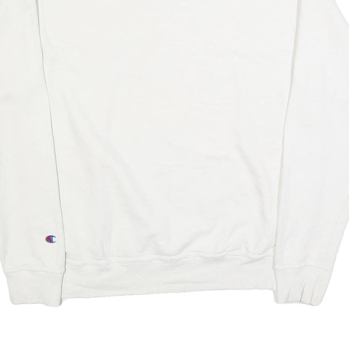CHAMPION Mens White Cotton Blend Crew Neck M Sweatshirt Plain Logo Casual