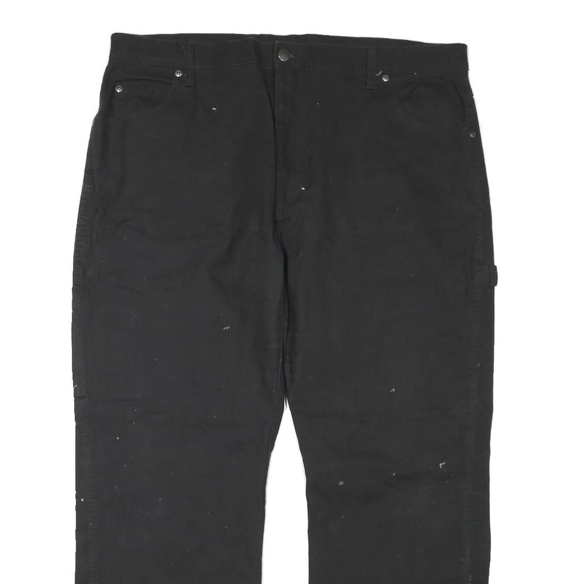 DICKIES Mens Black Regular Fit Straight Cotton Blend Zip Jeans W40 L27 Workwear