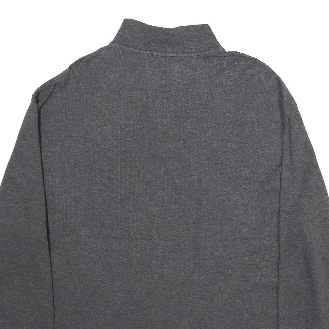 POLO RALPH LAUREN Mens Grey Jumper Plain 1/4 Zip Basic Knit L Cotton Casual Top