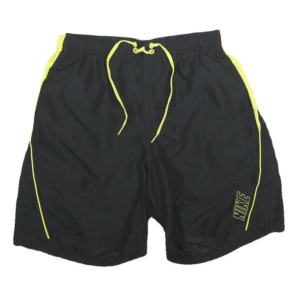 NIKE Mens Black & Yellow Sports Shorts M W30 Quick Dry Polyester