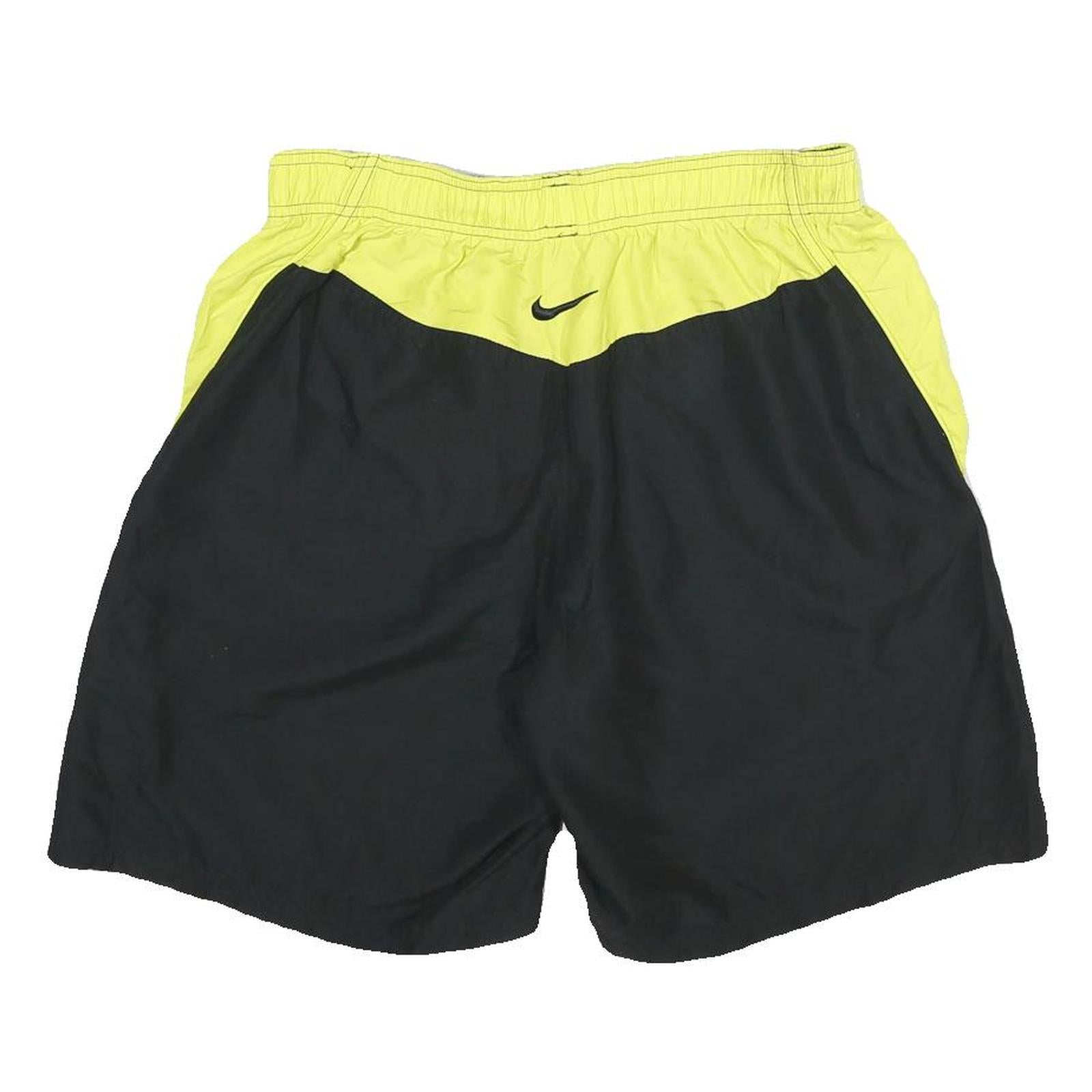 NIKE Mens Black & Yellow Sports Shorts M W30 Quick Dry Polyester