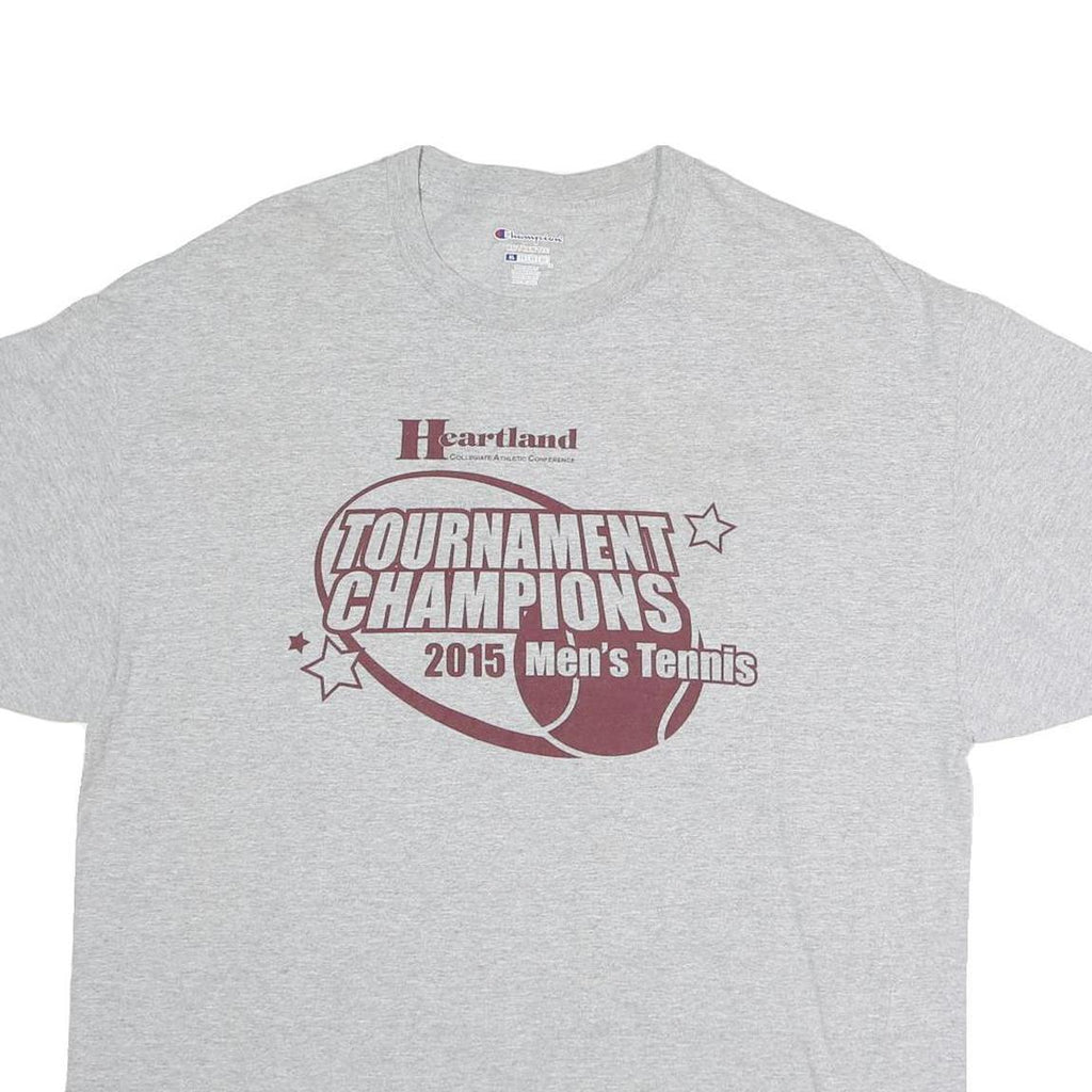 CHAMPION Mens Grey 2015 Tournament Champions Graphic T-Shirt XL Short Sleeve