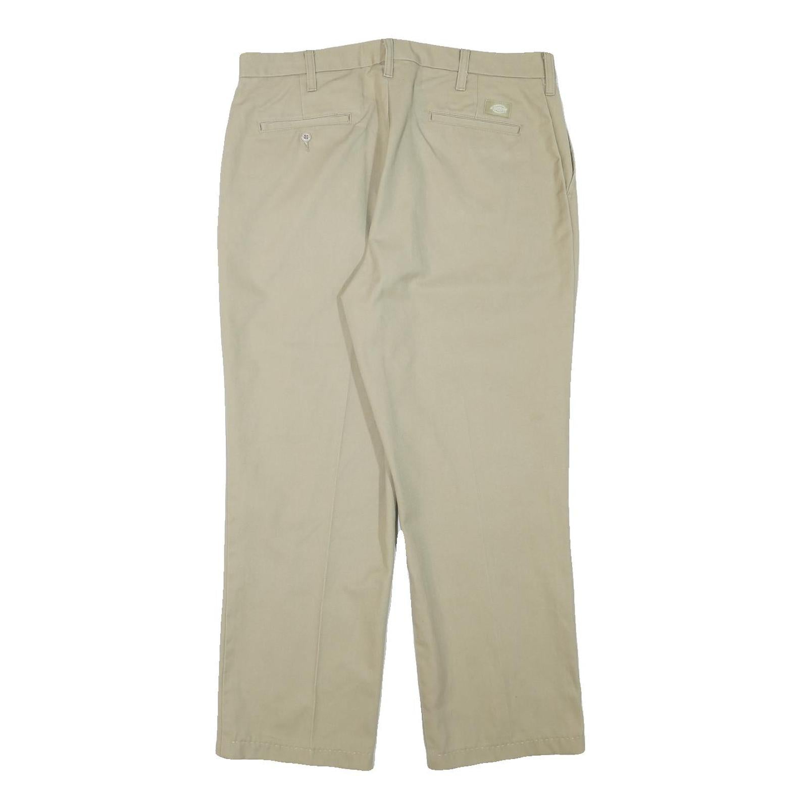 DICKIES Mens Cotton Blend Beige Regular Straight Trousers W34 L27 Workwear